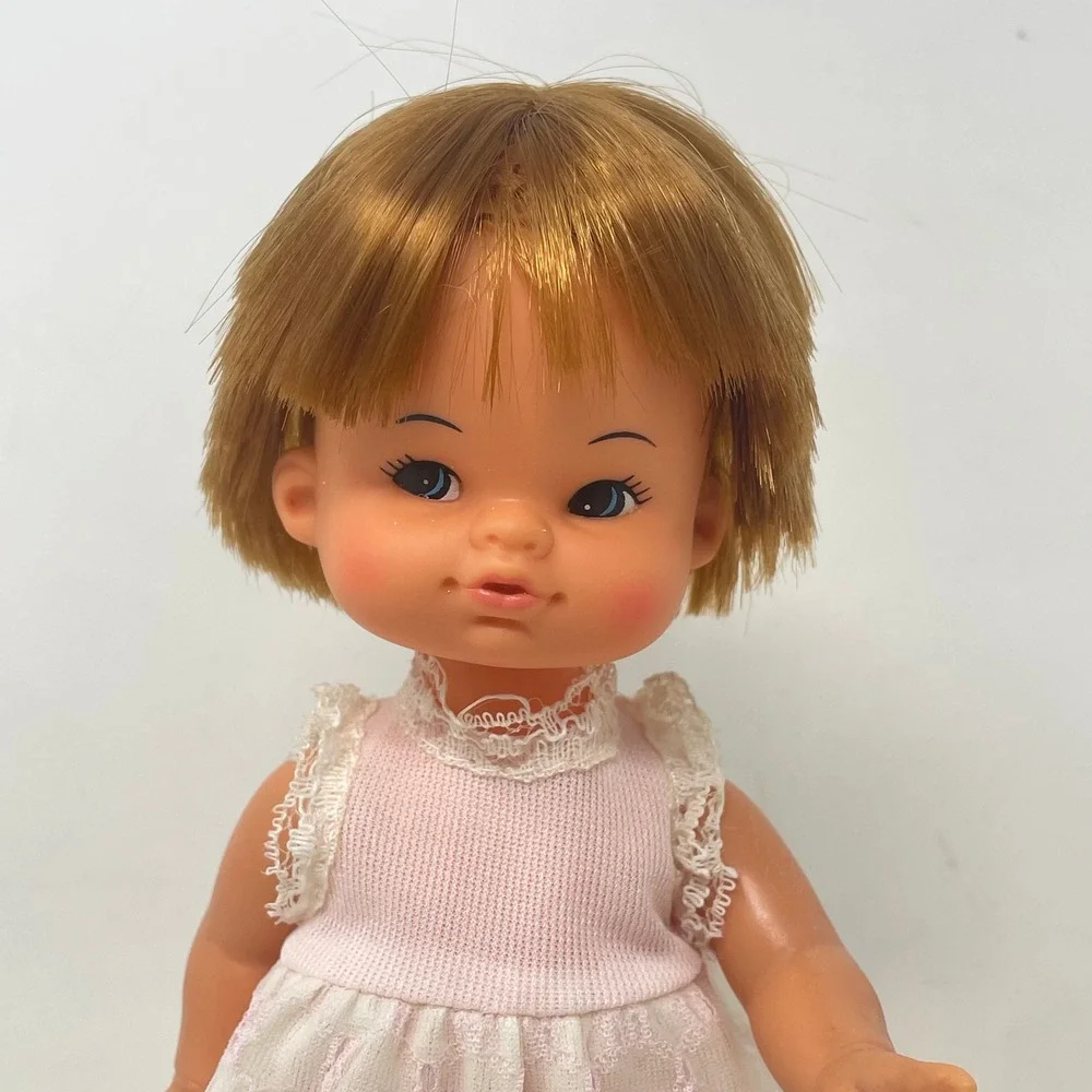 Playmates Vintage Baby Doll Pink Lace Dress Strawberry Blonde Hair